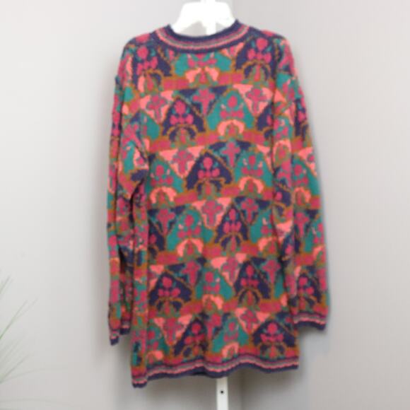 Vintage Smythe & Company Linen Cotton Sweater Colorful Patterned M - Picture 2 of 6